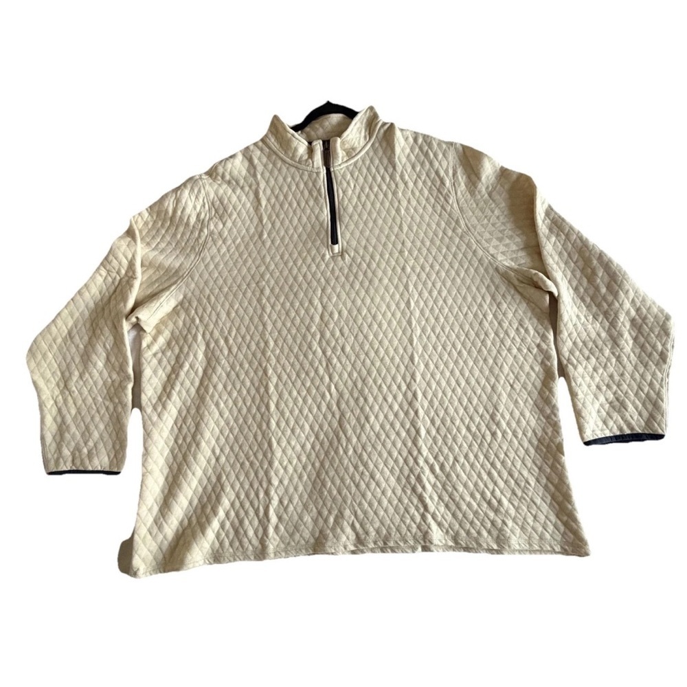 Lands' End Sweatshirt Mens 3XL Quilted 1/4 Zip Mock Neck Pullover Athleisure